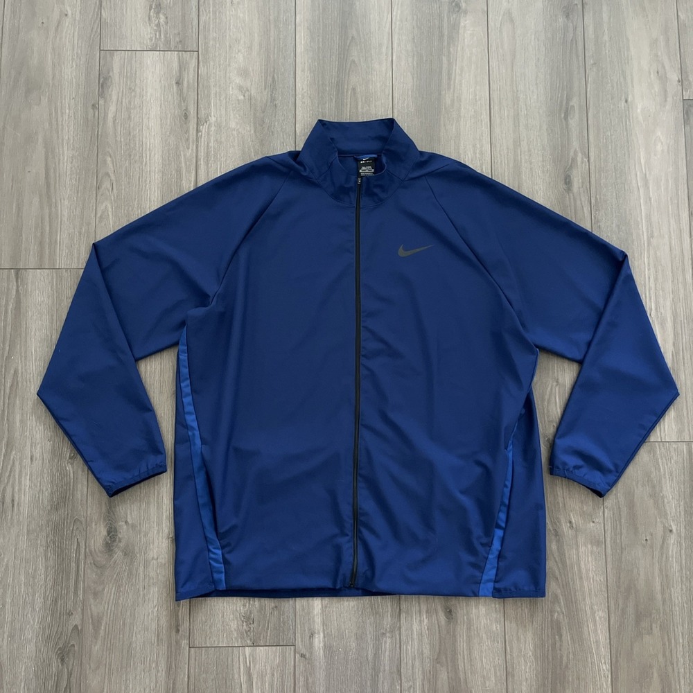 Nike Dri-Fit Long Sleeve Full Zip Track Jacket Mens Big & Tall 3XL Pockets Blue